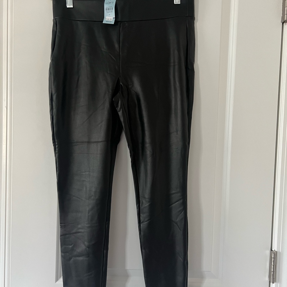 LOFT Petite Black Faux Leather Leggings